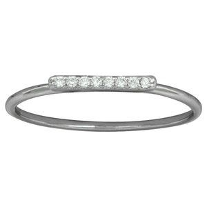 Silver Plated Cubic Zirconia Small Bar Ring Size:7